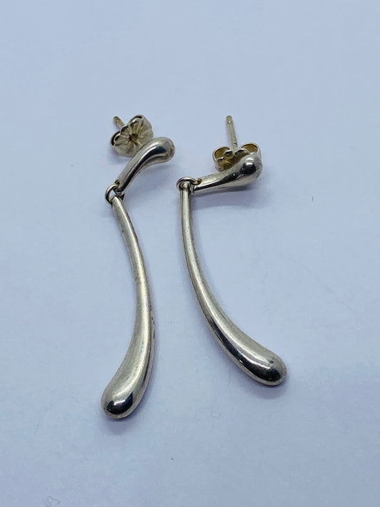 Tiffany & Co Silver RARE Peretti Teardrop Tear Drop Elongated Dangle Earrings read