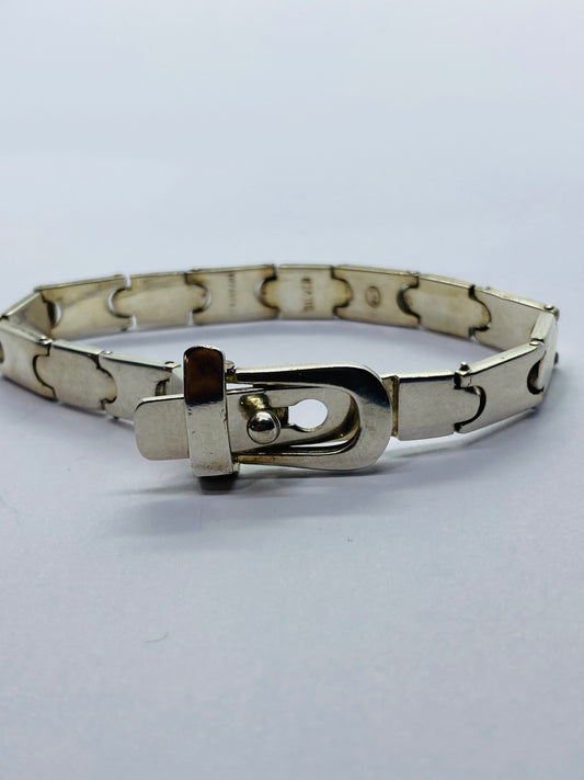 Tiffany & Co Belt Buckle 925 Sterling Silver Bracelet 6” 15mm Wide RARE