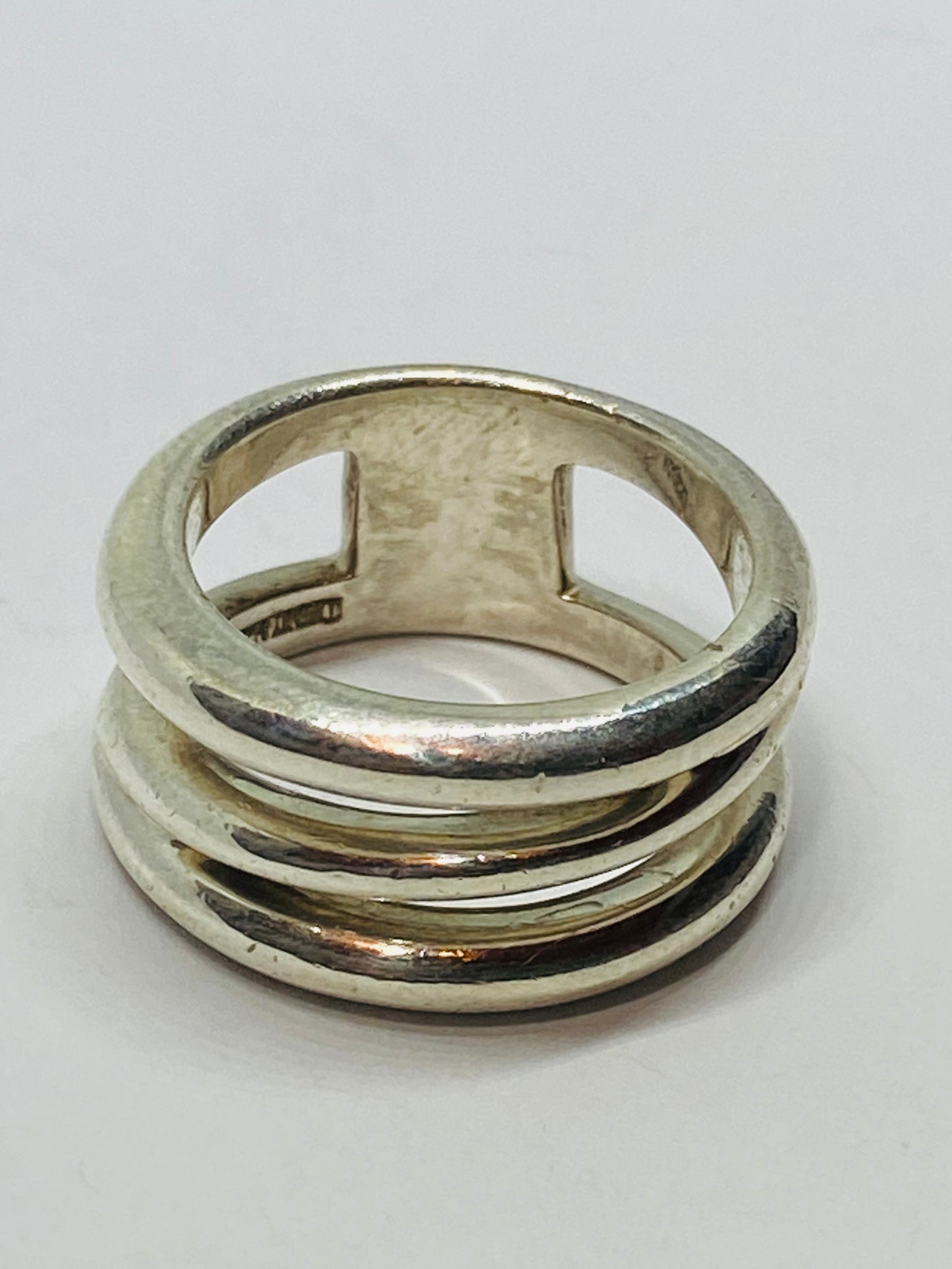 Tiffany & Co. Sterling Silver Ring Open Diagonal Size 6.25 Wide Band