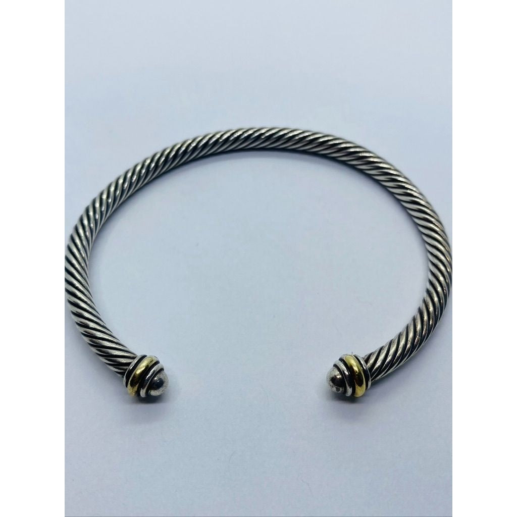 David Yurman Sterling Silver 18K 750 Gold 4mm Dome Bracelet