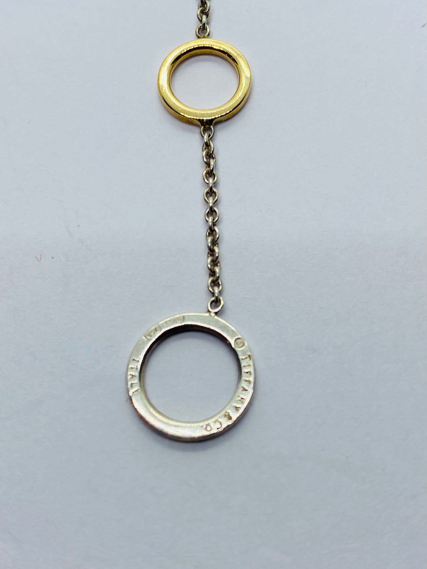 Tiffany Co Lariat 18K 925 Circle Necklace 15.75"