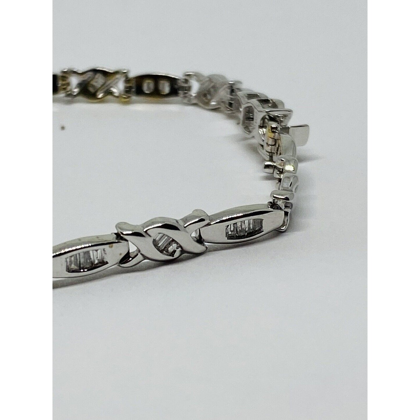 Solid 10K Gold Tennis Baguette Bracelet .72 TCW 8.7 Grams 4MM Wide READ