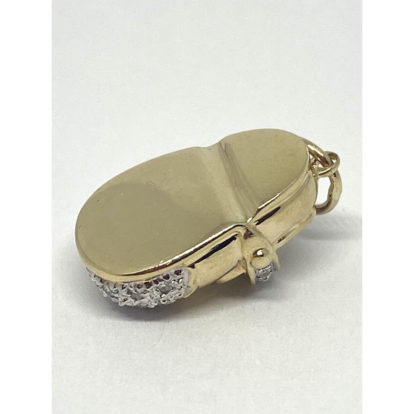 14k Yellow Gold Diamond Sandal Shoe Pendant Charm