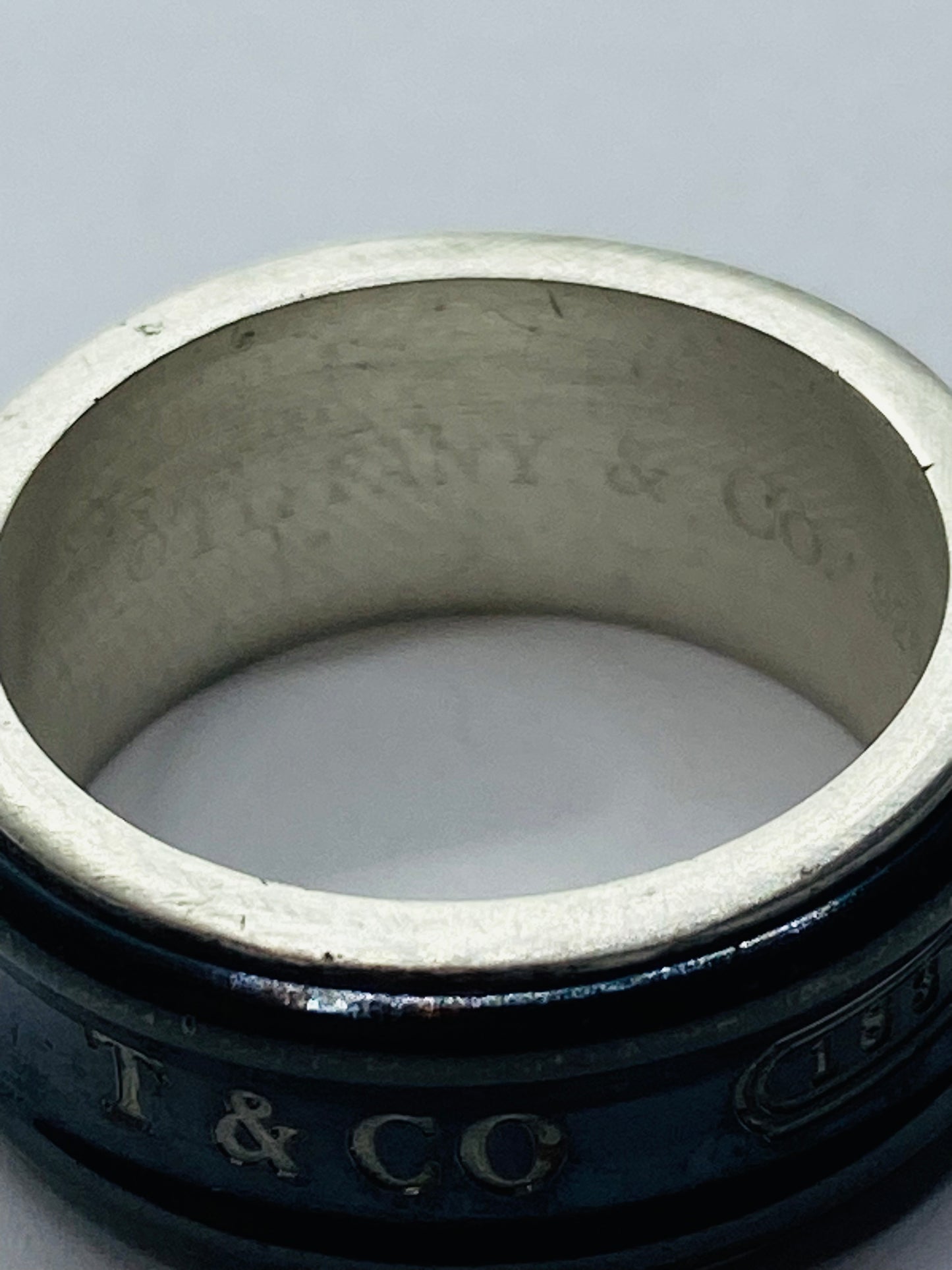 TIFFANY & CO SILVER TITANIUM 1837 RING SIZE 5.75