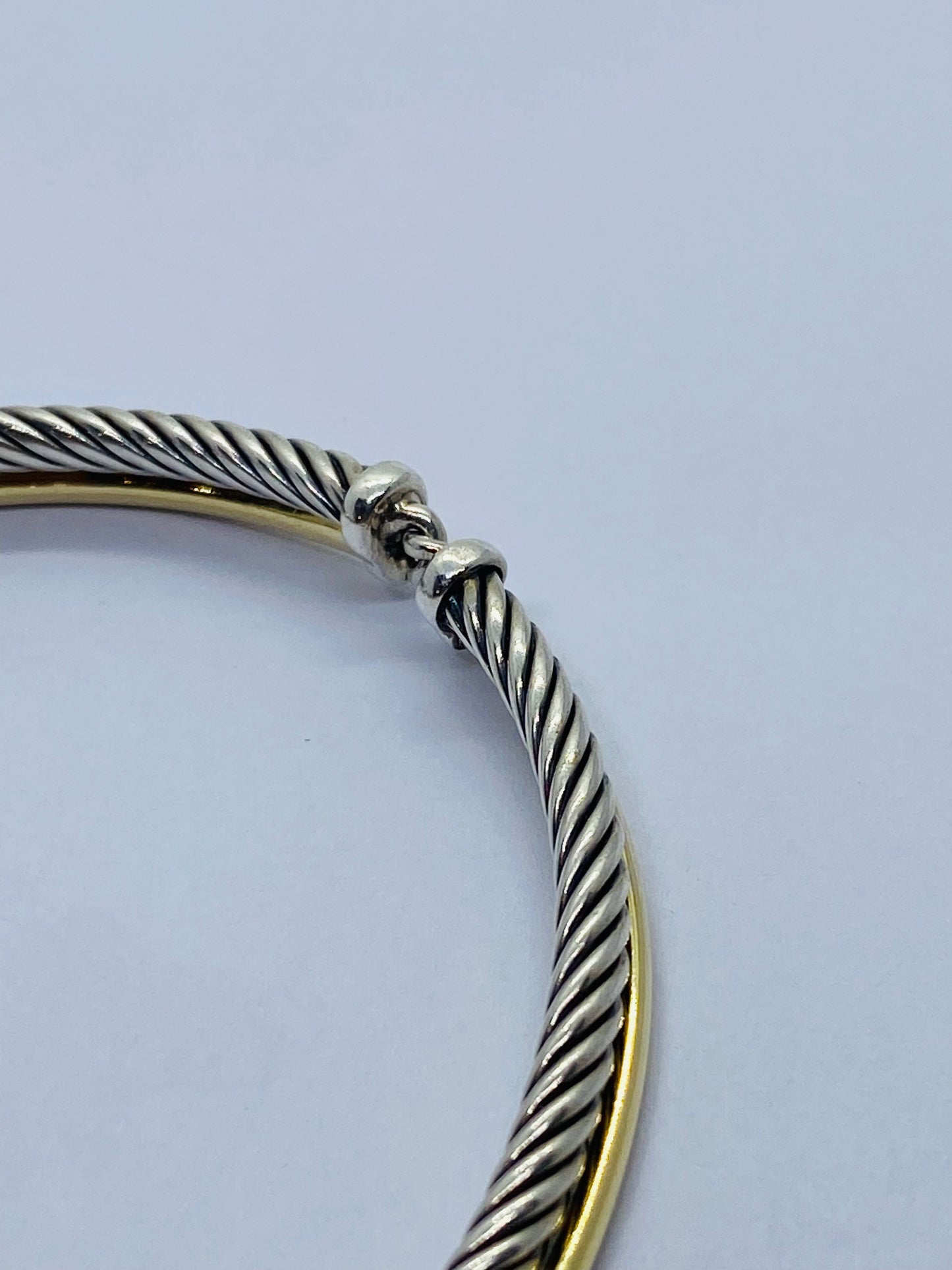 DAVID YURMAN 4mm Linked Crossover Bracelet Silver 925 18k Gold SZ 6.25”