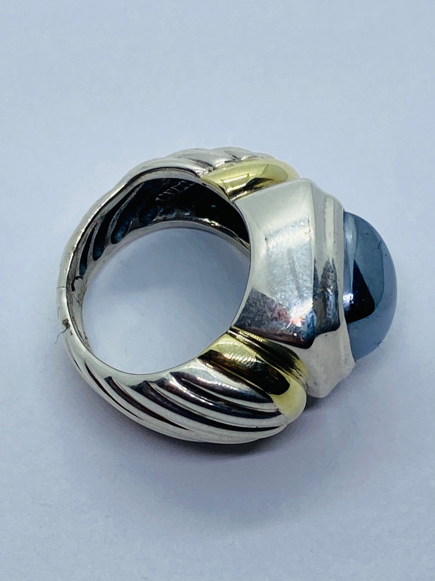 David Yurman - 14K Gold & Silver Noblesse Hematite Ring - size 3.25