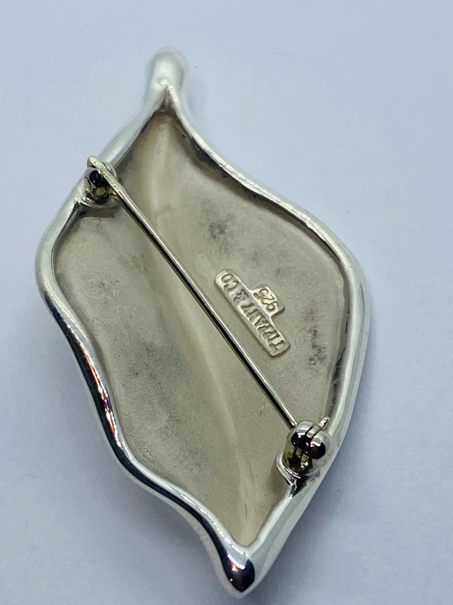 TIFFANY & CO VINTAGE STERLING SILVER 925 LEAF BROOCH PIN 55x28MM MINT!