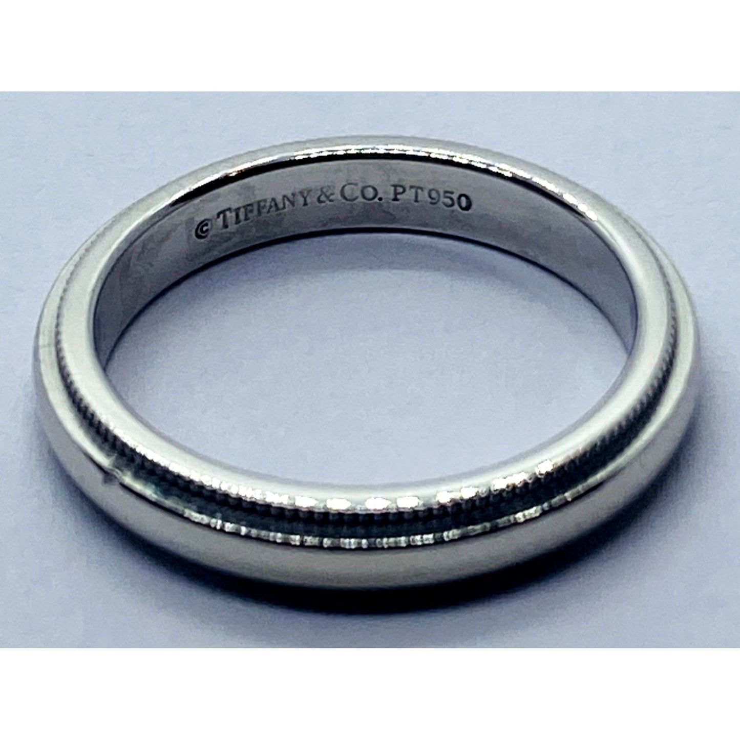 TIFFANY & CO PLATINUM 950 Double MILGRAIN WEDDING BAND 3MM SIZE 4.75