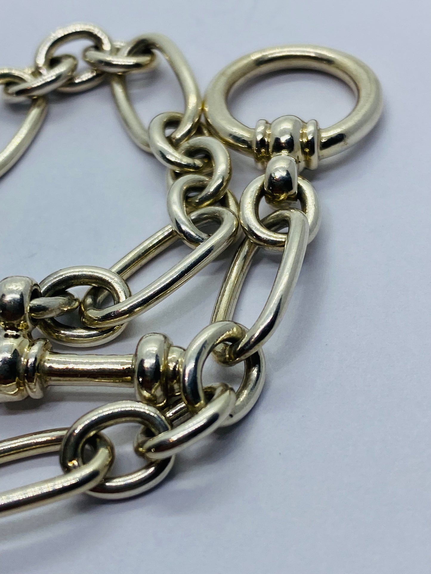 Tiffany & Co. Picasso 925 Silver 7.75” Groove Link Toggle Bracelet Pouch