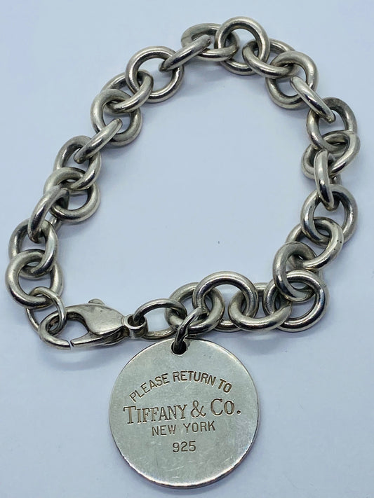 Tiffany & Co RETURN TO TIFFANY ROUND TAG CHARM BRACELET 7.5” Pouch
