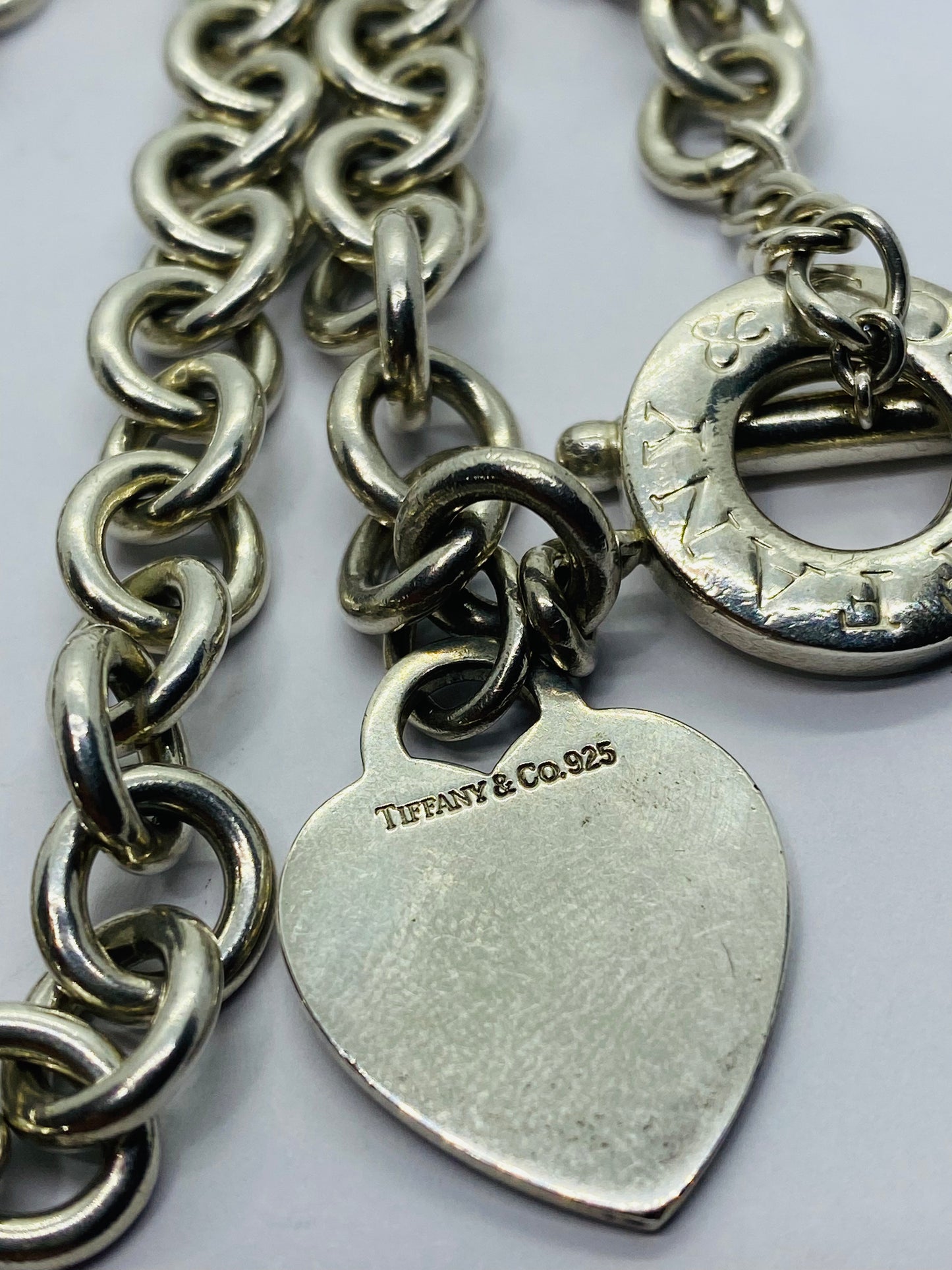 Tiffany & Co Sterling Silver Toggle Heart Tag Blank Heart Necklace 16” 74.8