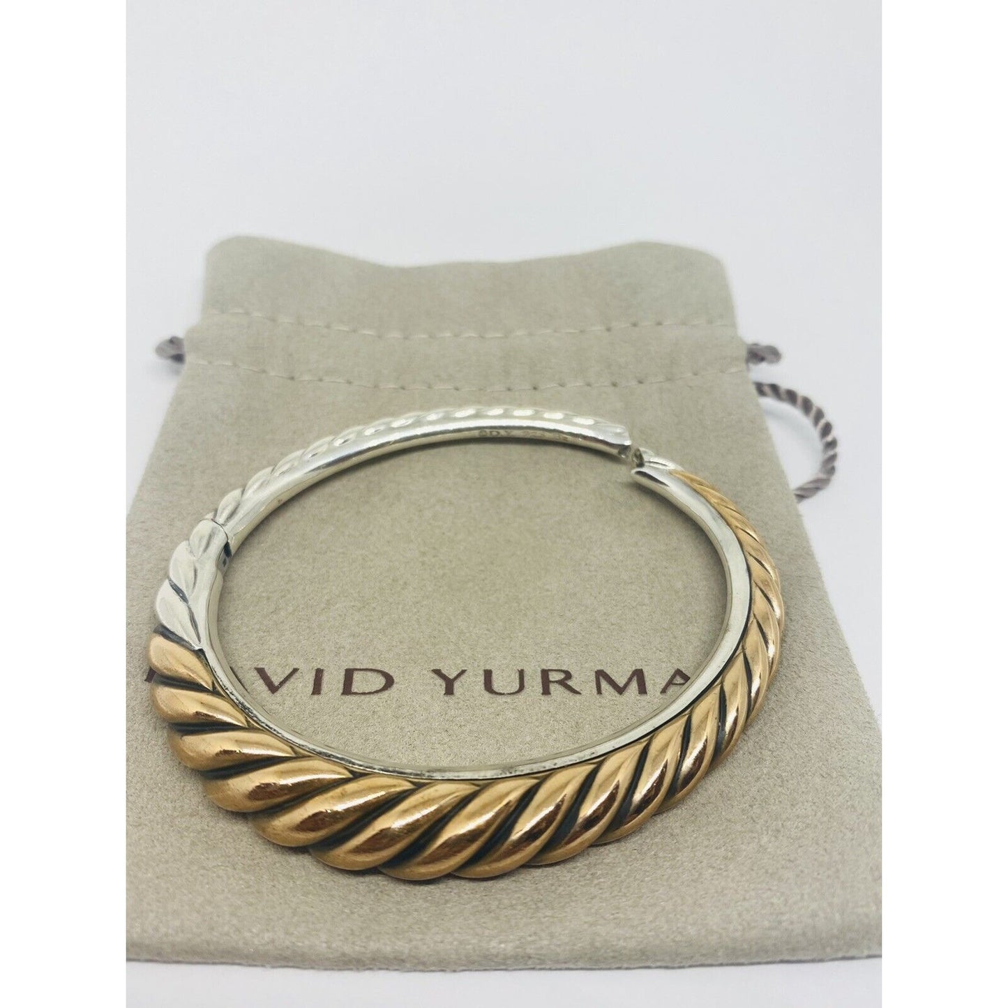 Rare David Yurman Sterling Silver/Bronze 9.5mm Pure Form Cable Bangle Bracelet