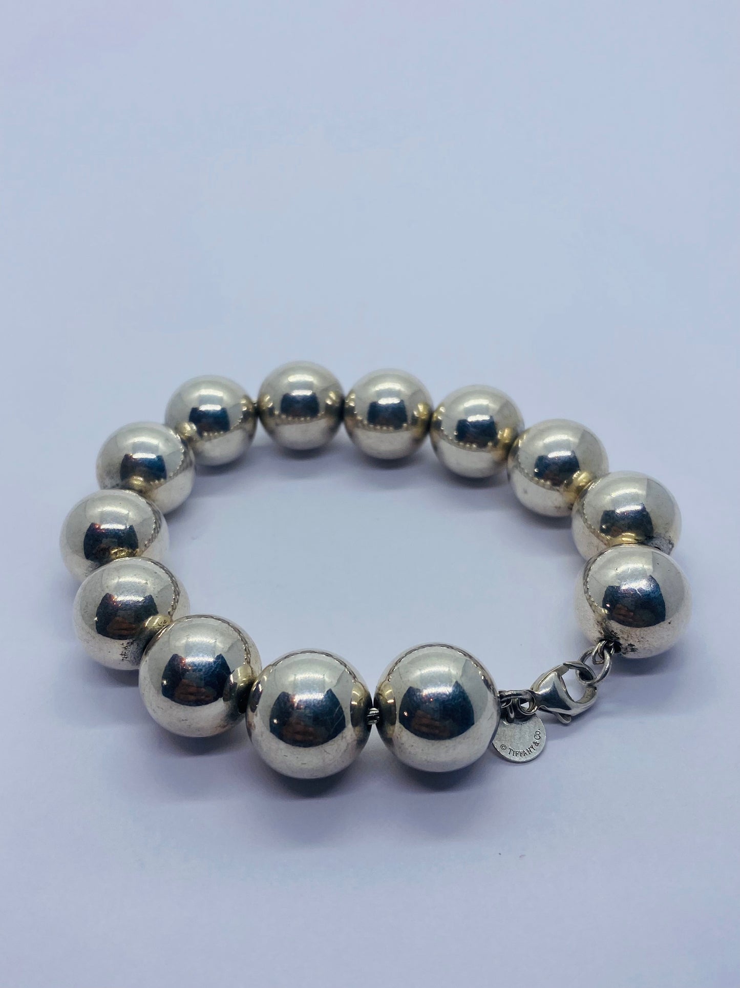Tiffany & Co. Sterling Silver Large 14mm Hardwear Ball Bead 8" Bracelet Pouch