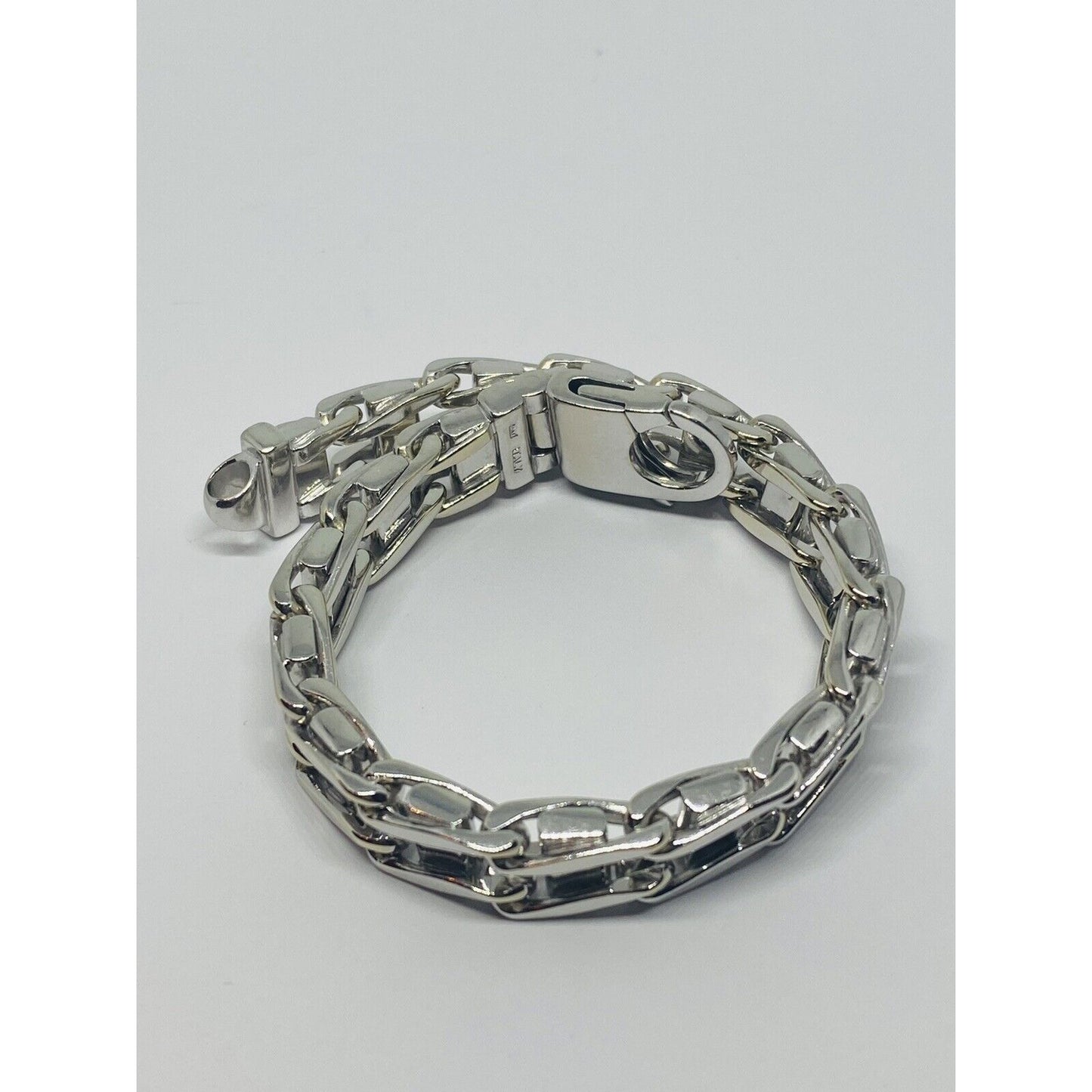 14k White Gold Railroad Train Tracks Men's Bracelet, 8.5” 72 Gram,  HEAVY RARE!