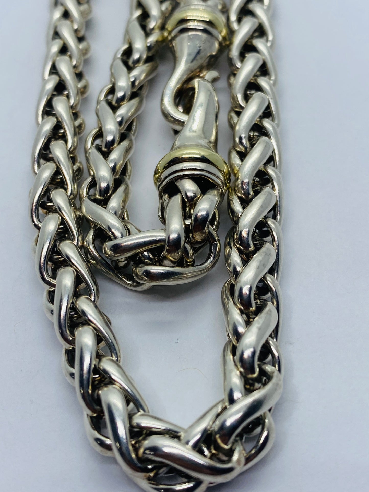 DAVID YURMAN Wheat Link Necklace Sterling Silver + 14k Gold  16” 88.9 Grams