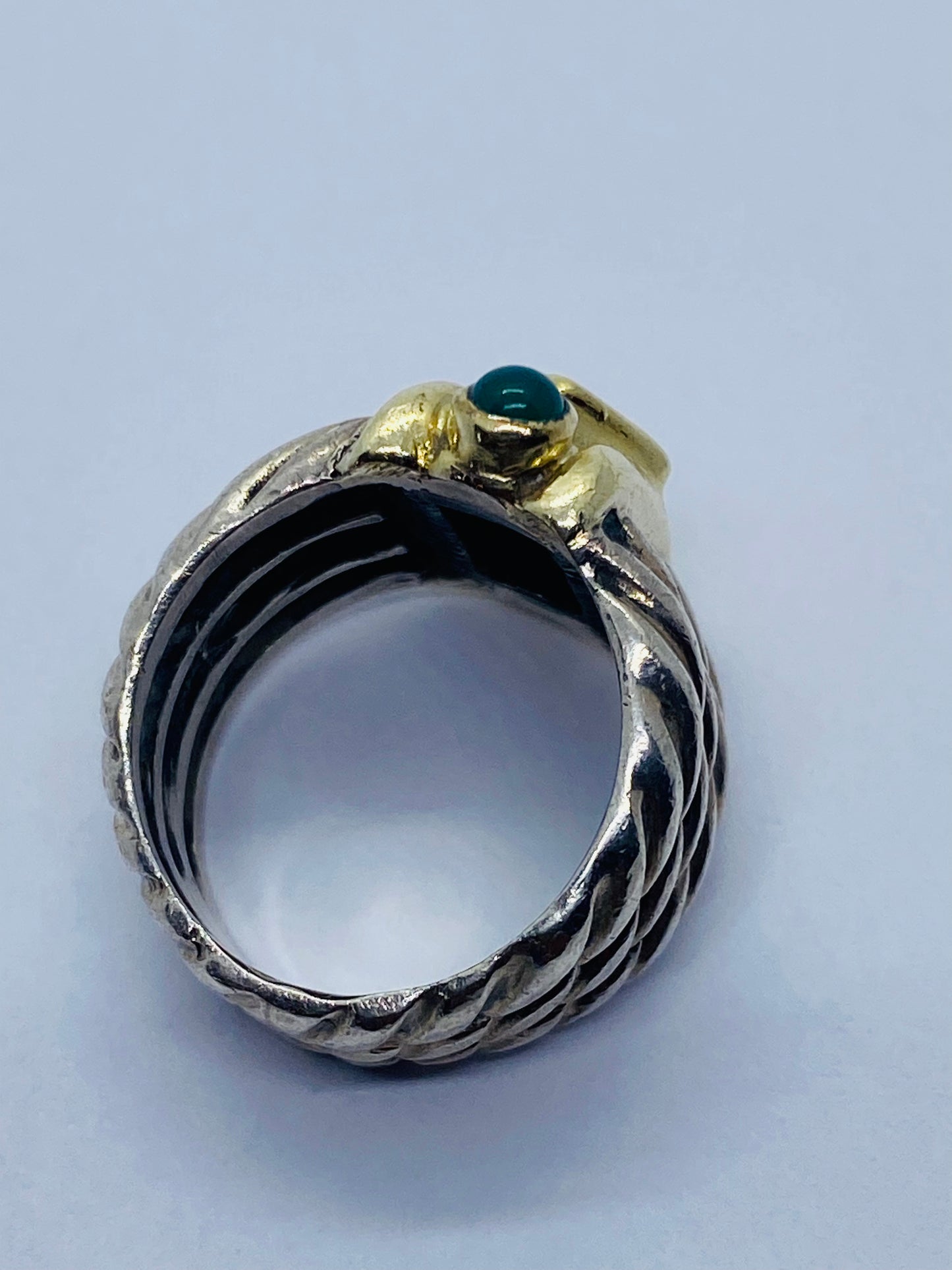 David Yurman Renaissance Ring Triple Cable Amethyst Green Onyx Size 4.25 14k 925