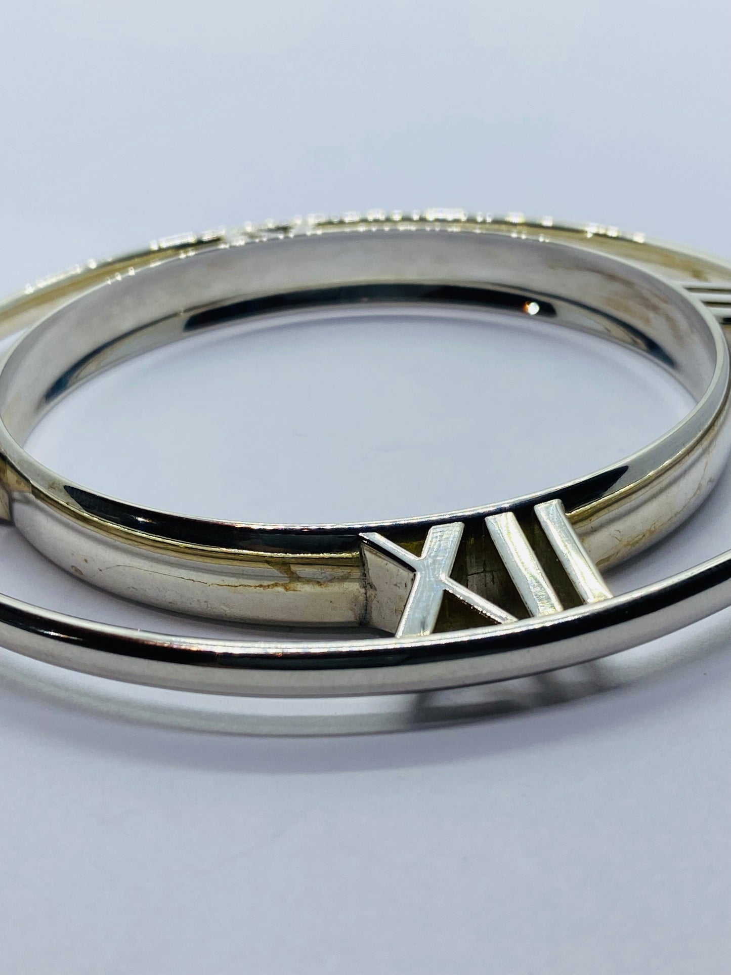 Tiffany & Co Sterling Silver 925 ATLAS Horizontal Bangle s.M Tapered Bracelet