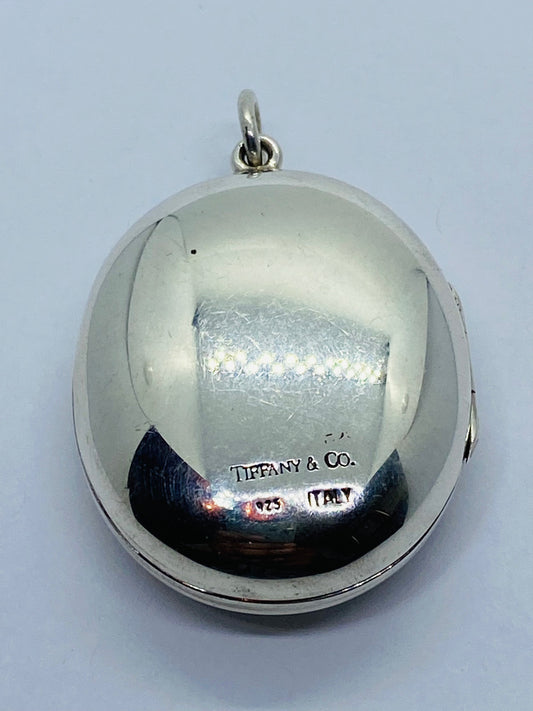 Tiffany & Co Sterling Silver Locket XL 42mm long and 31mm wide Pouch Box