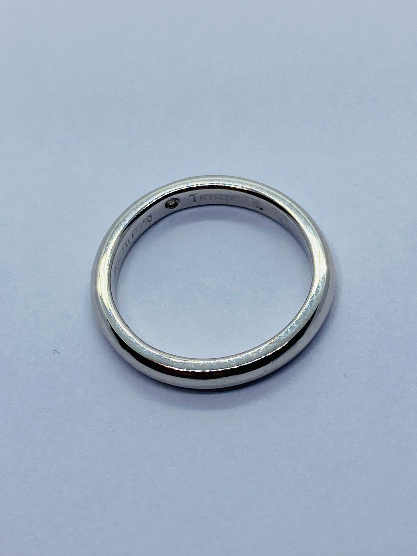 TIFFANY & CO PERETTI PT950 Platinum Single Diamond Wedding Band Stack Ring 5