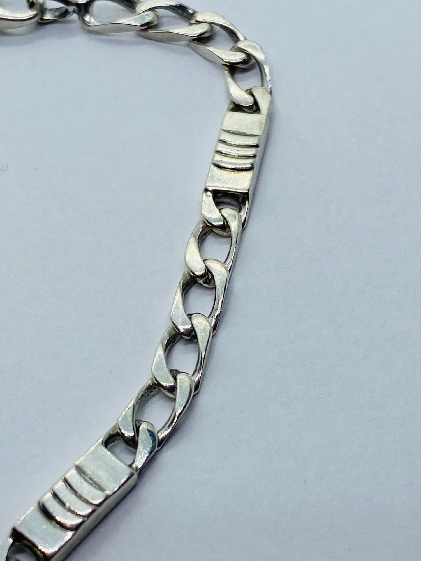 Tiffany & Co. 925 Sterling Silver Italy Bar Flat Link Bracelet 4MM Wide 7.25”