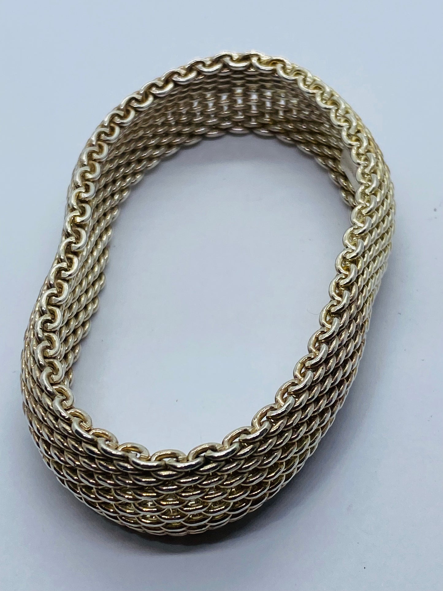 Tiffany & Co. 7.25 Somerset Mesh 15MM Wide Bracelet in Sterling Silver 925
