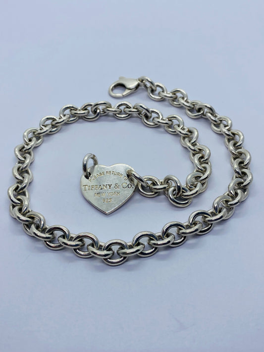 Tiffany & Co Return to Tiffany Heart Tag Necklace Choker 925 Sterling Silver
