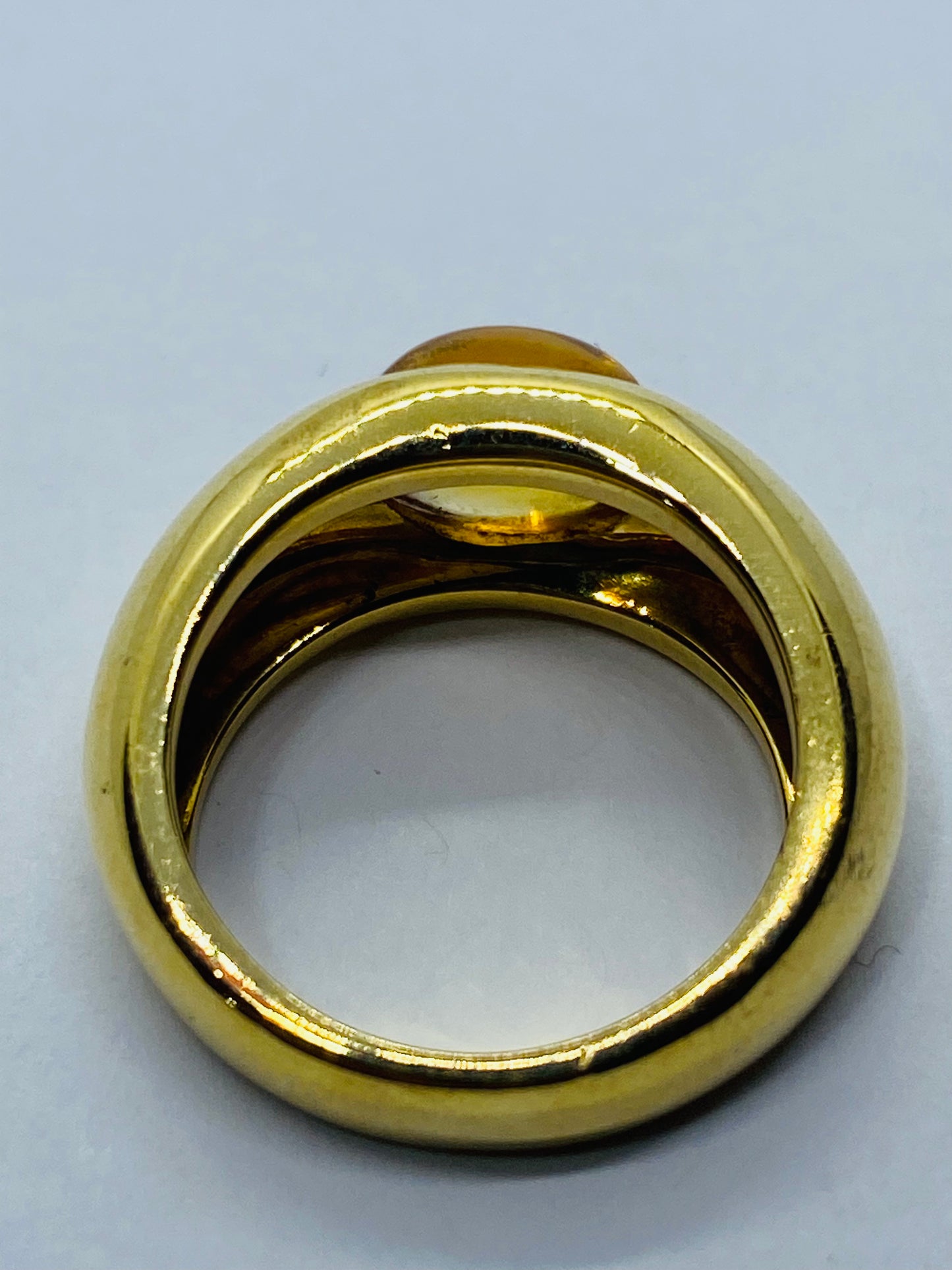 Tiffany & Co. Vintage Italy 18K Yellow Gold Yellow Citrine Gypsy Ring Size 4.75