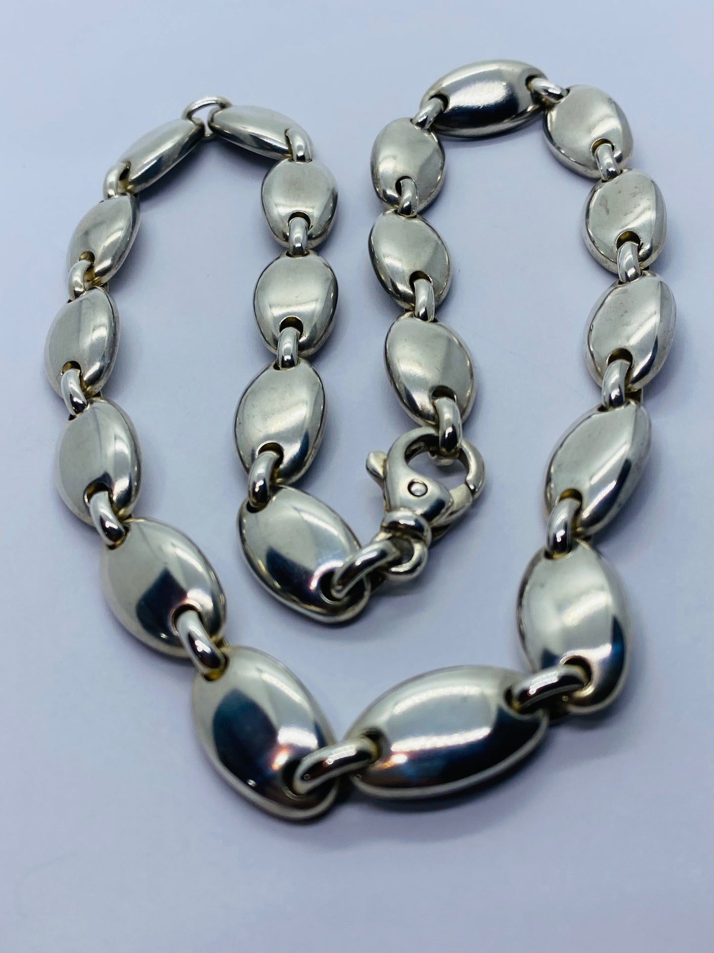 Tiffany & Co. Sterling Silver 925 Pebble  Oval Continuous 18” Necklace 116.6G