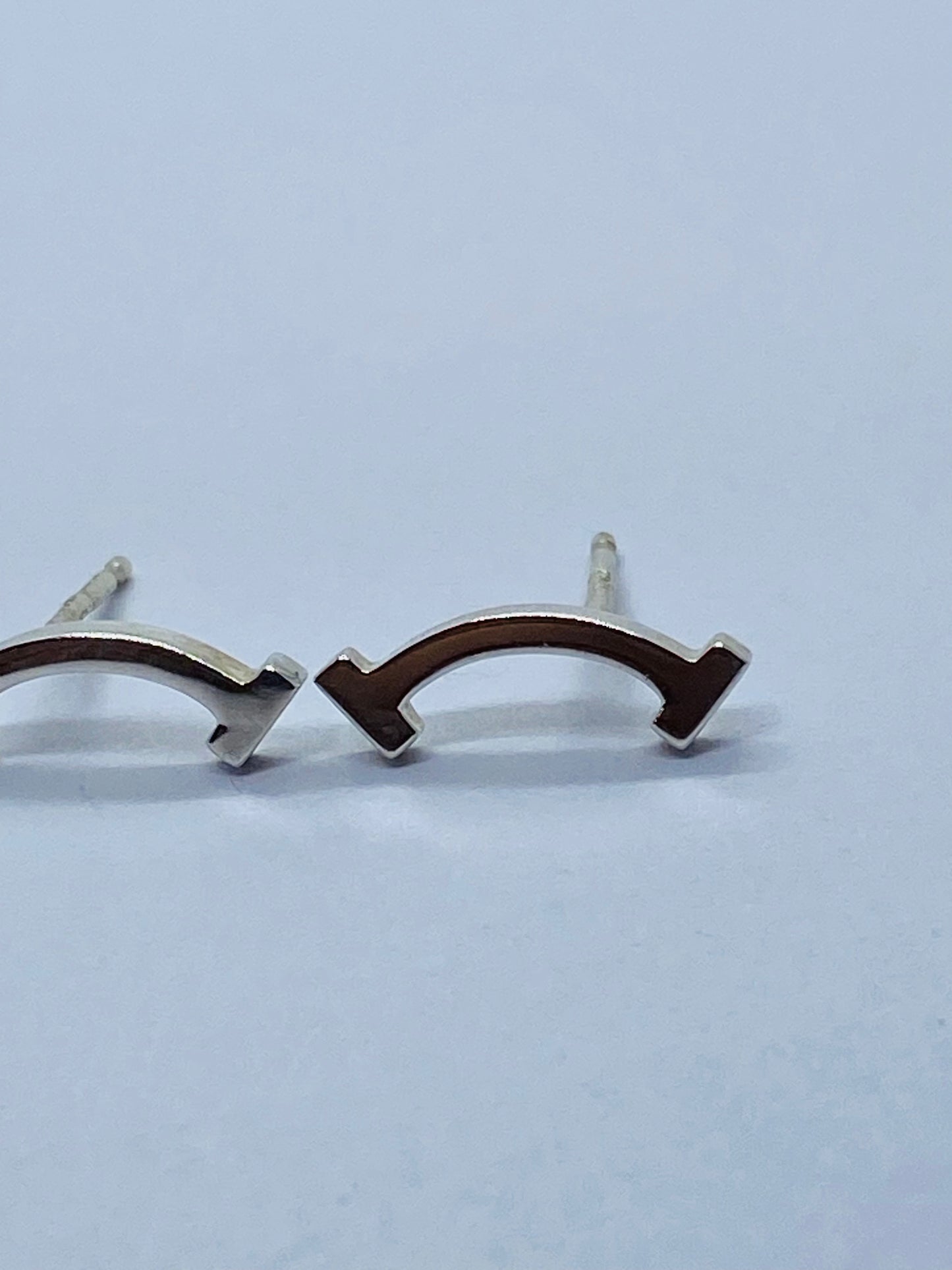 Tiffany T Smile Stud Earrings in Sterling Silver AUTHENTIC Pouch And box