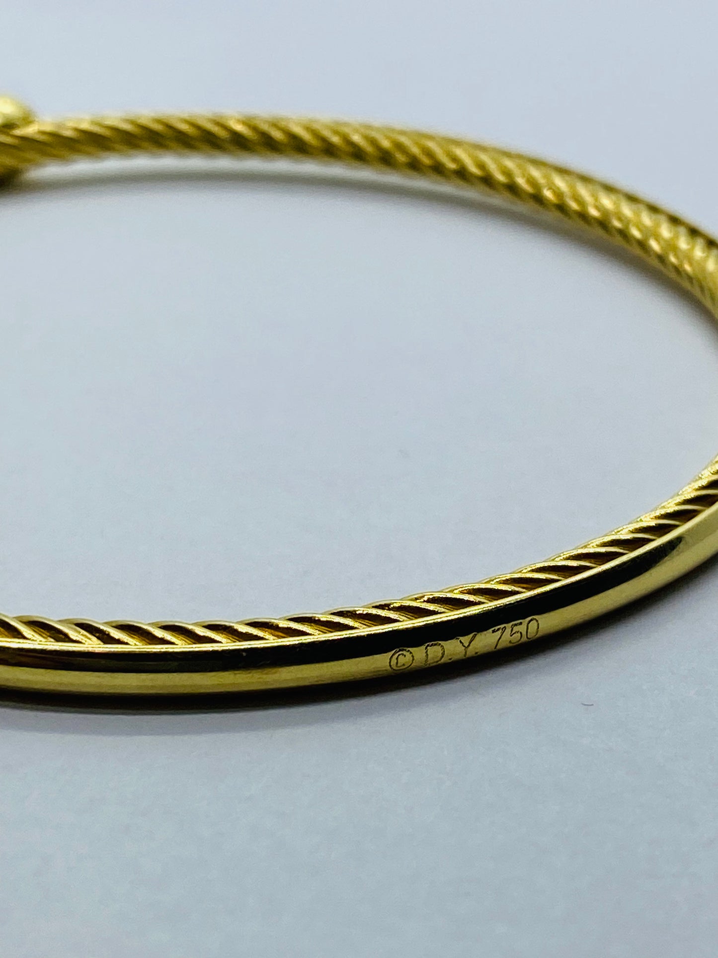 DAVID YURMAN Confetti Bangle Bracelet Diamonds 18K Yellow Gold  7.5” 2.6MM Wide