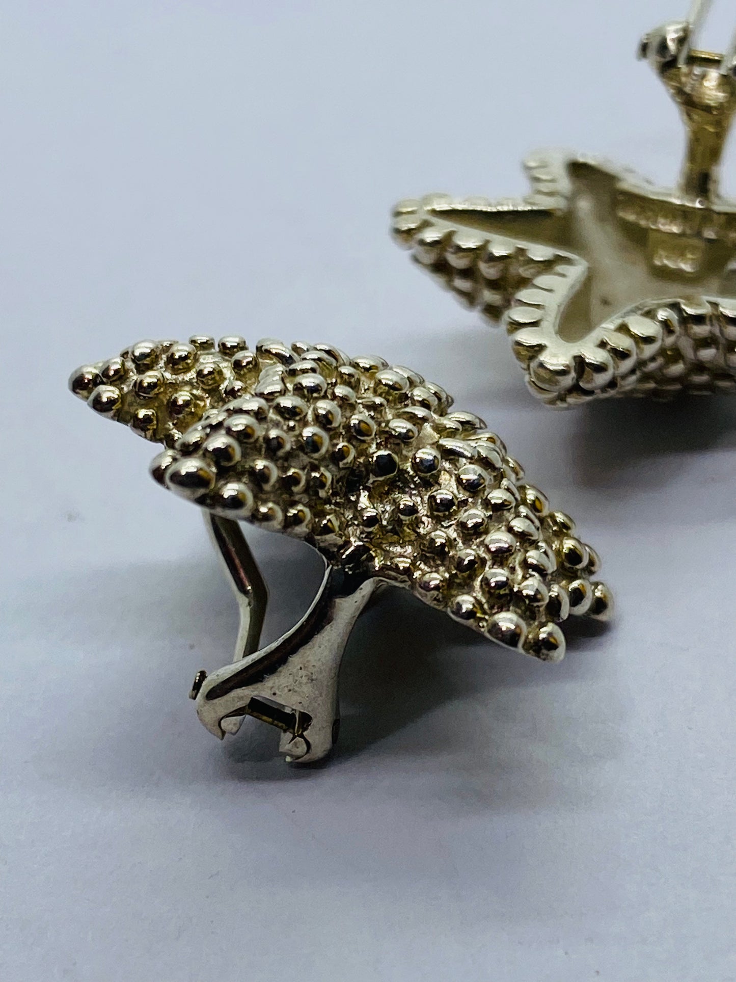Tiffany & Co Silver Large Bumpy Starfish Coral Clip On Earrings