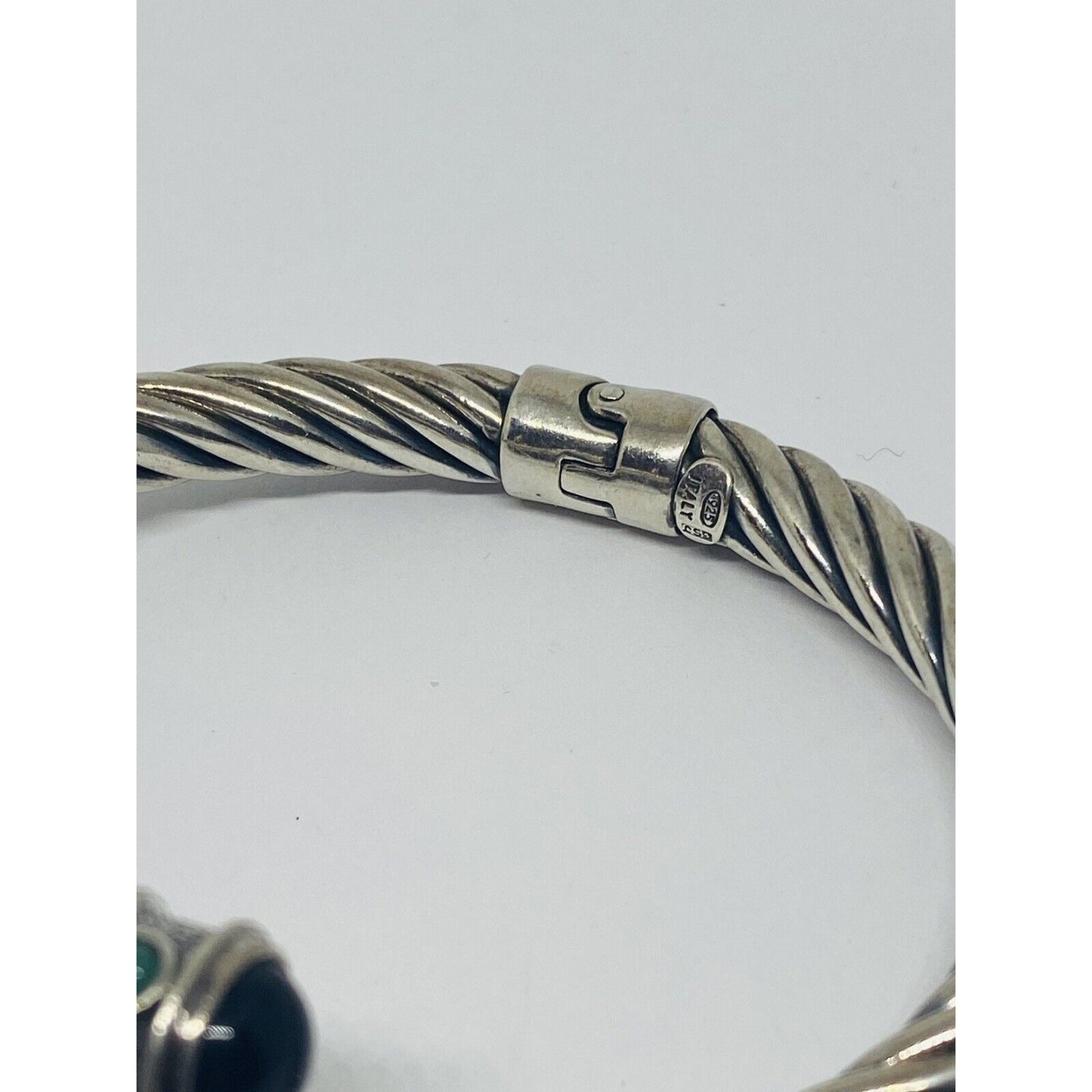 GSJ BLACK ONYX Color Stones Sterling Silver 925 Renaissance STYLE 28.9 Grams 7MM Bracelet