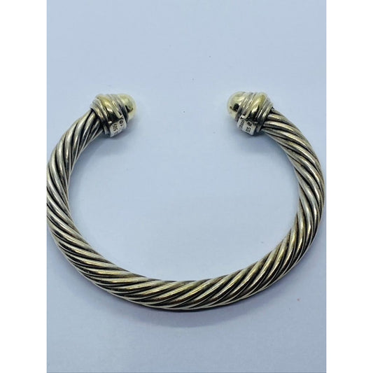 David Yurman 14K 925 Dome End Cable Bracelet 6.5"