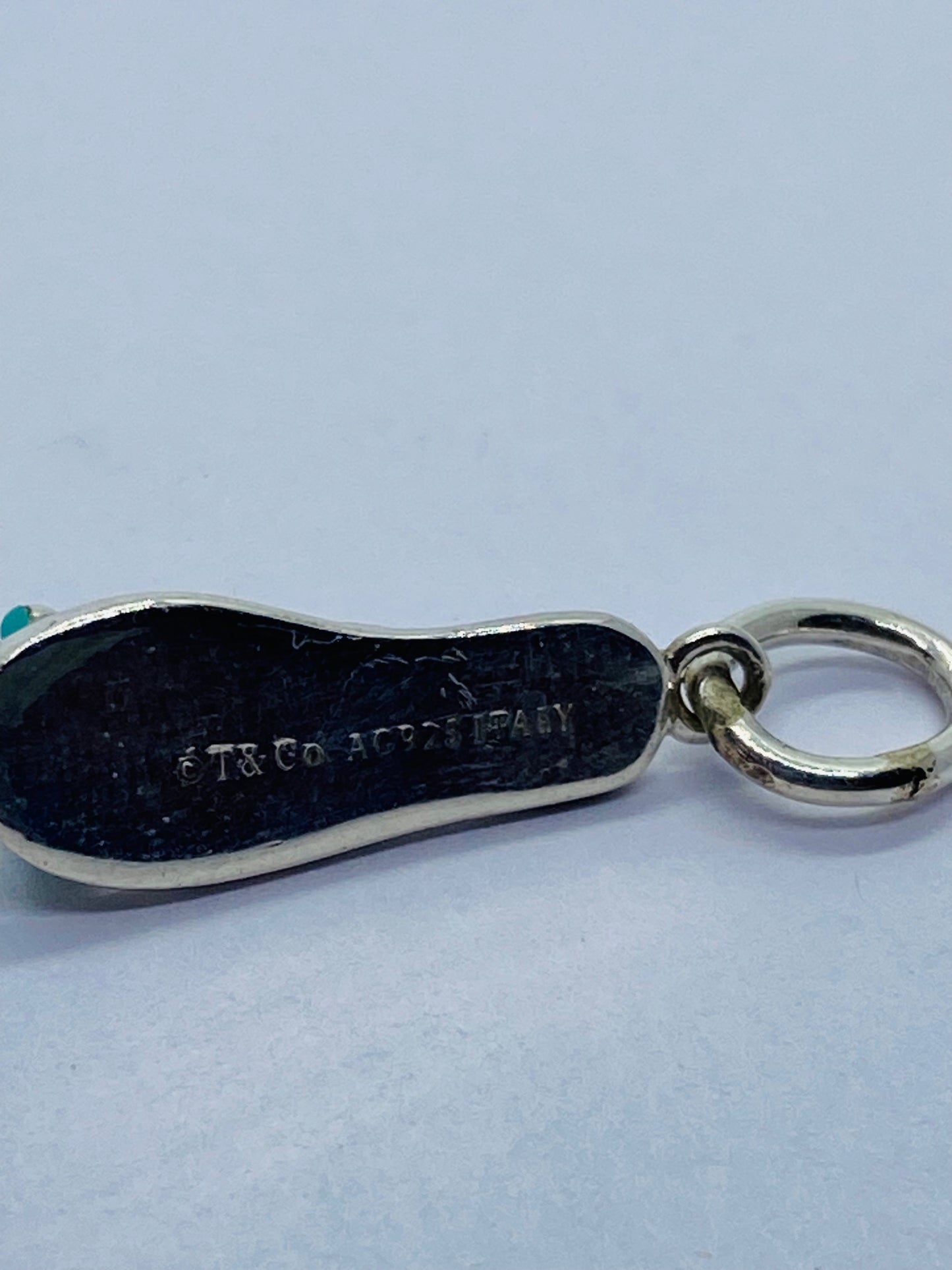 Tiffany & Co. Flip Flop Blue Enamel Pendant Charm Sandal Sterling Silver Pouch