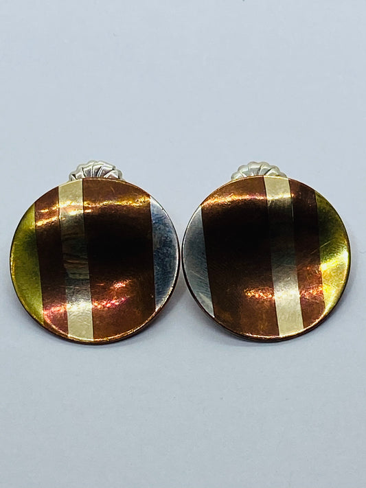 Tiffany & Co Signed Vintage Rare Angela Cummings Mixed Metal Earrings Pouch Box