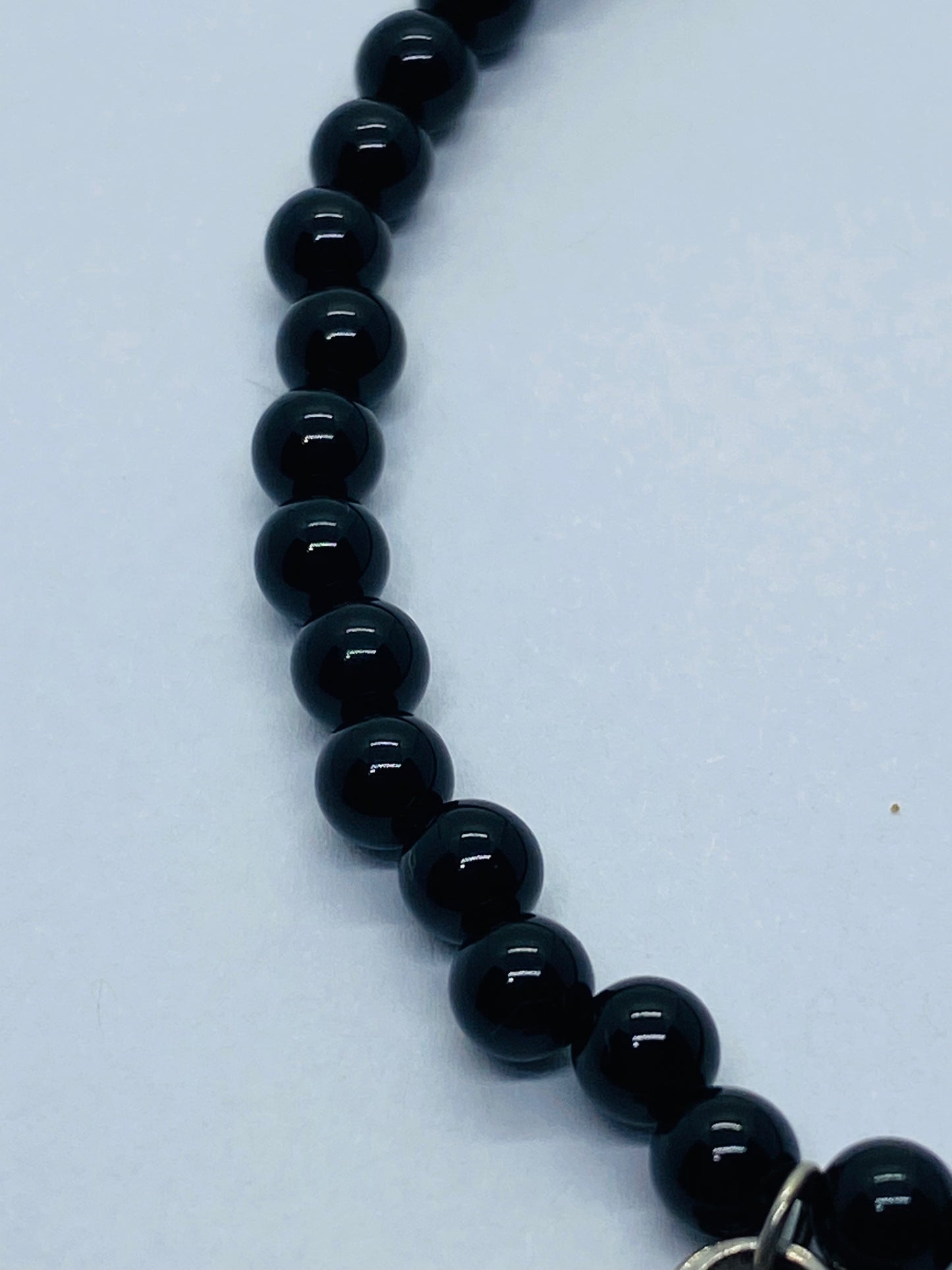 Tiffany & Co. 925 Silver RTT Heart Tag 4mm Black Onyx 6.75” Bracelet