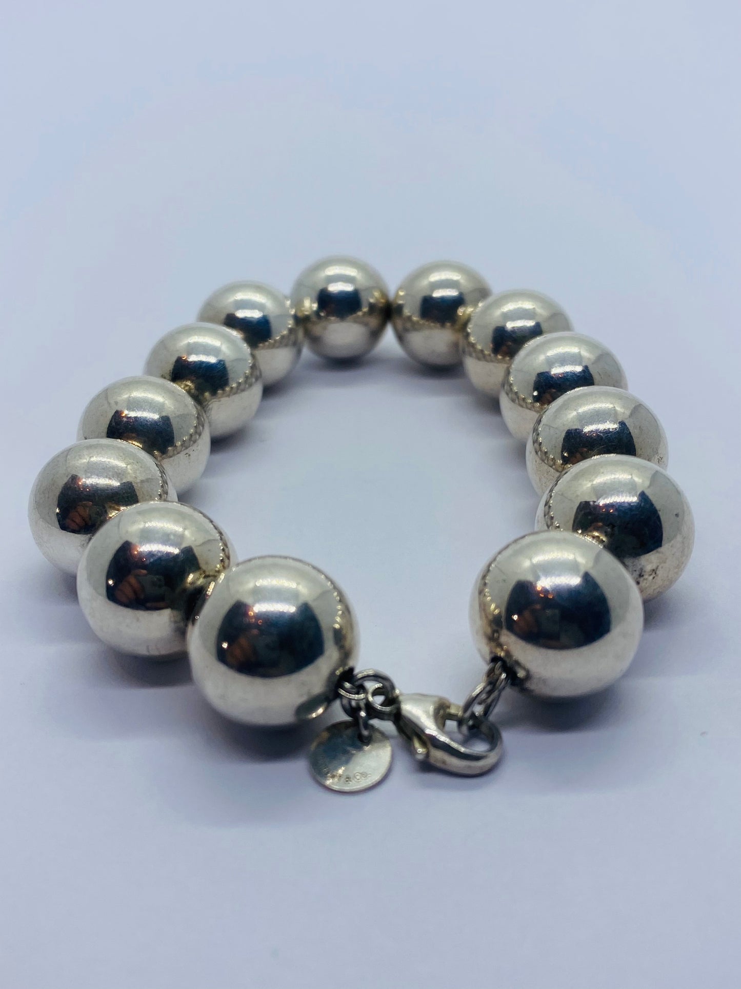 Tiffany & Co. Sterling Silver Large 14mm Hardwear Ball Bead 8" Bracelet Pouch
