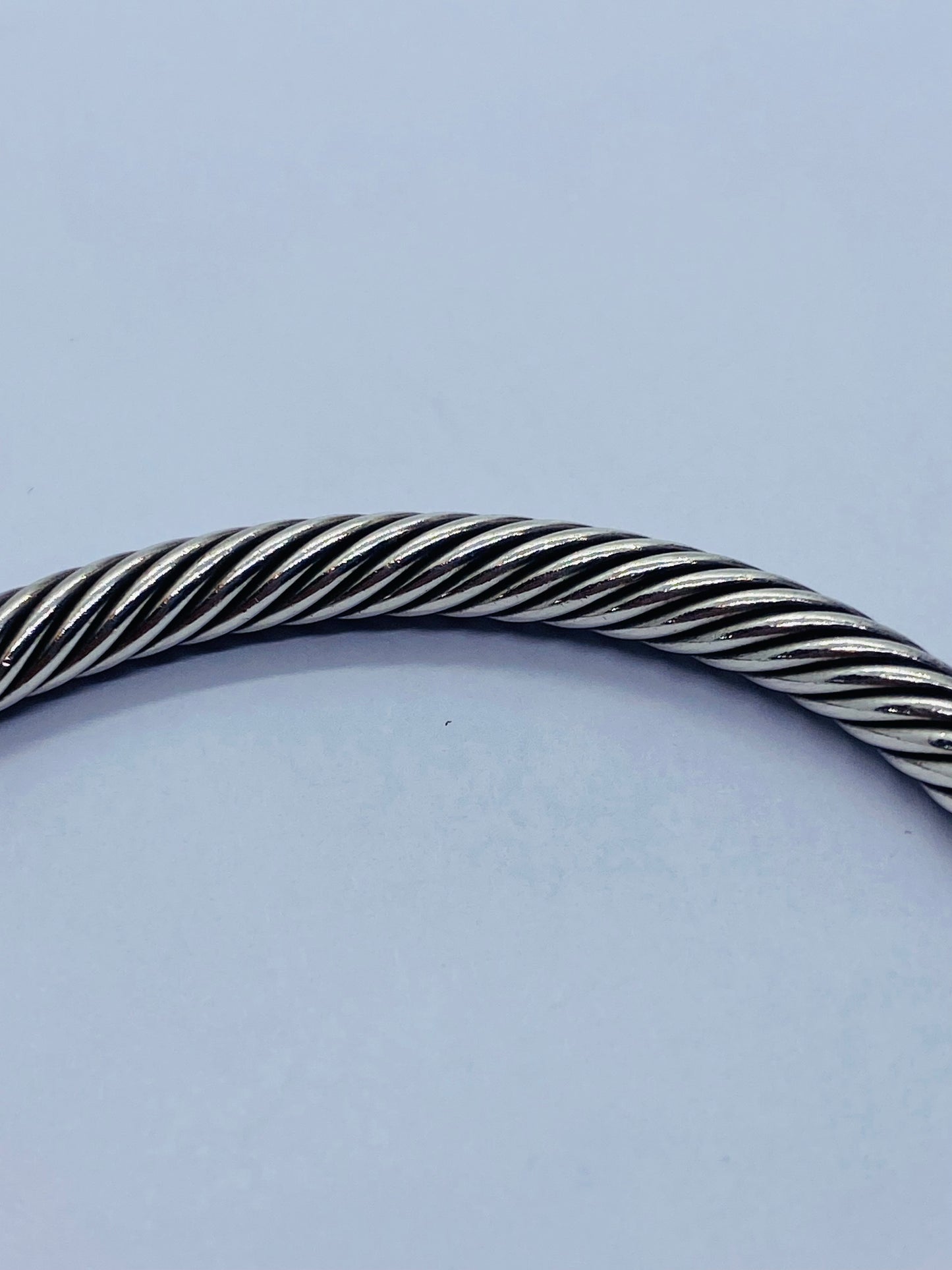 David Yurman Sterling Silver 14k Gold 5mm Cable Bangle Cuff Blue Topaz Bracelet