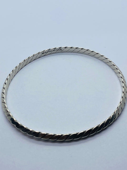 Tiffany & Co. Sterling Silver 925 Twist Braided Knife Edge Bangle Bracelet 7.75”