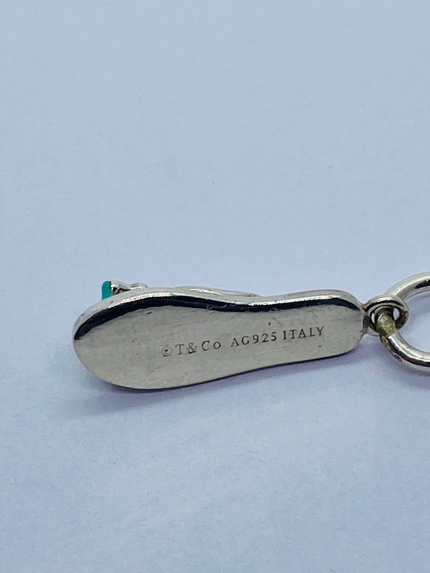 Tiffany & Co. Flip Flop Blue Enamel Pendant Charm Sandal Sterling Silver Pouch
