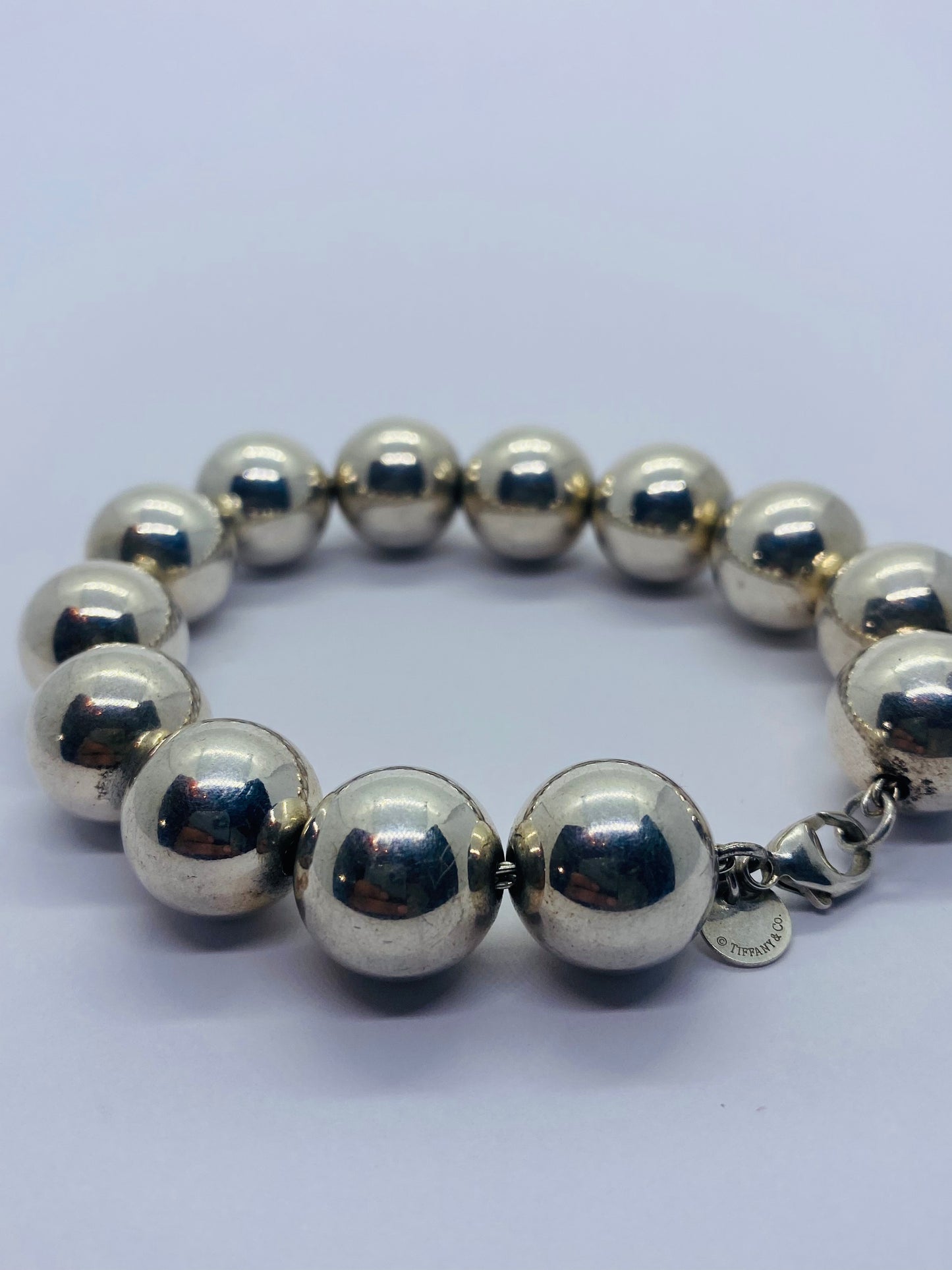 Tiffany & Co. Sterling Silver Large 14mm Hardwear Ball Bead 8" Bracelet Pouch