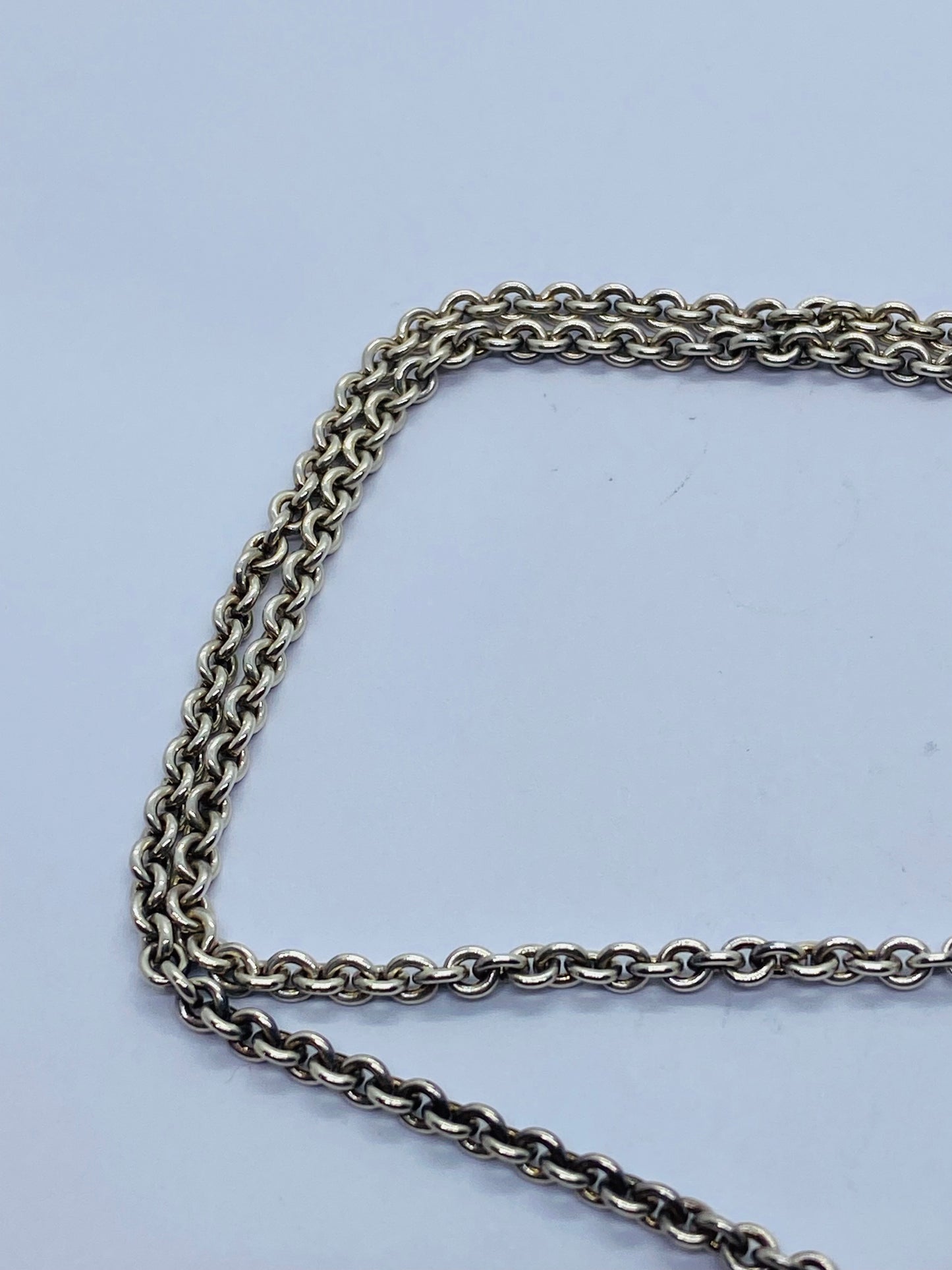 Tiffany & Co. Titanium Sterling Silver Round Disc Pendant & Chain Necklace Pouch