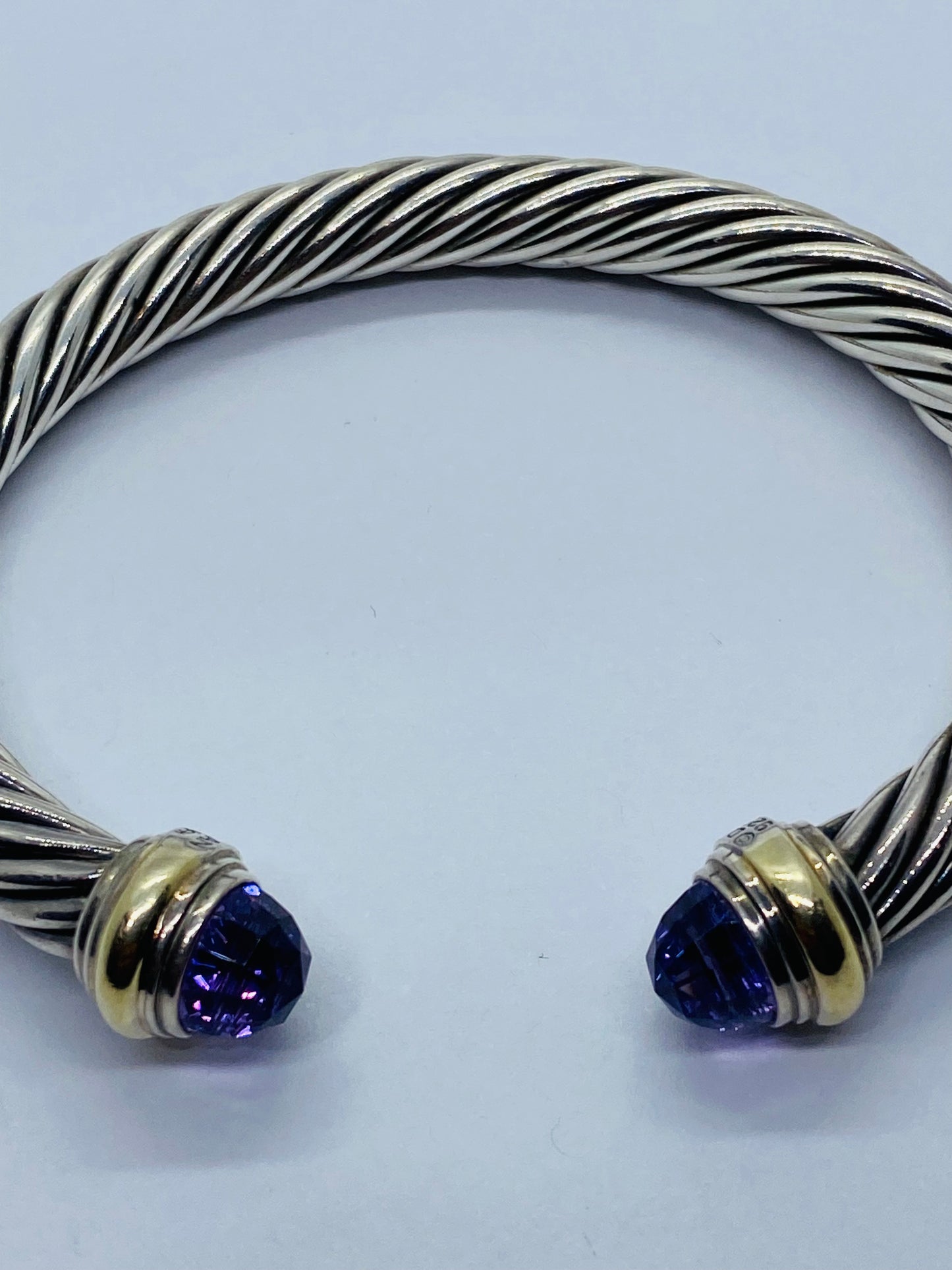 7MM David Yurman Cable Classic Bracelet  Amethyst 14K Yellow Gold  2.25”