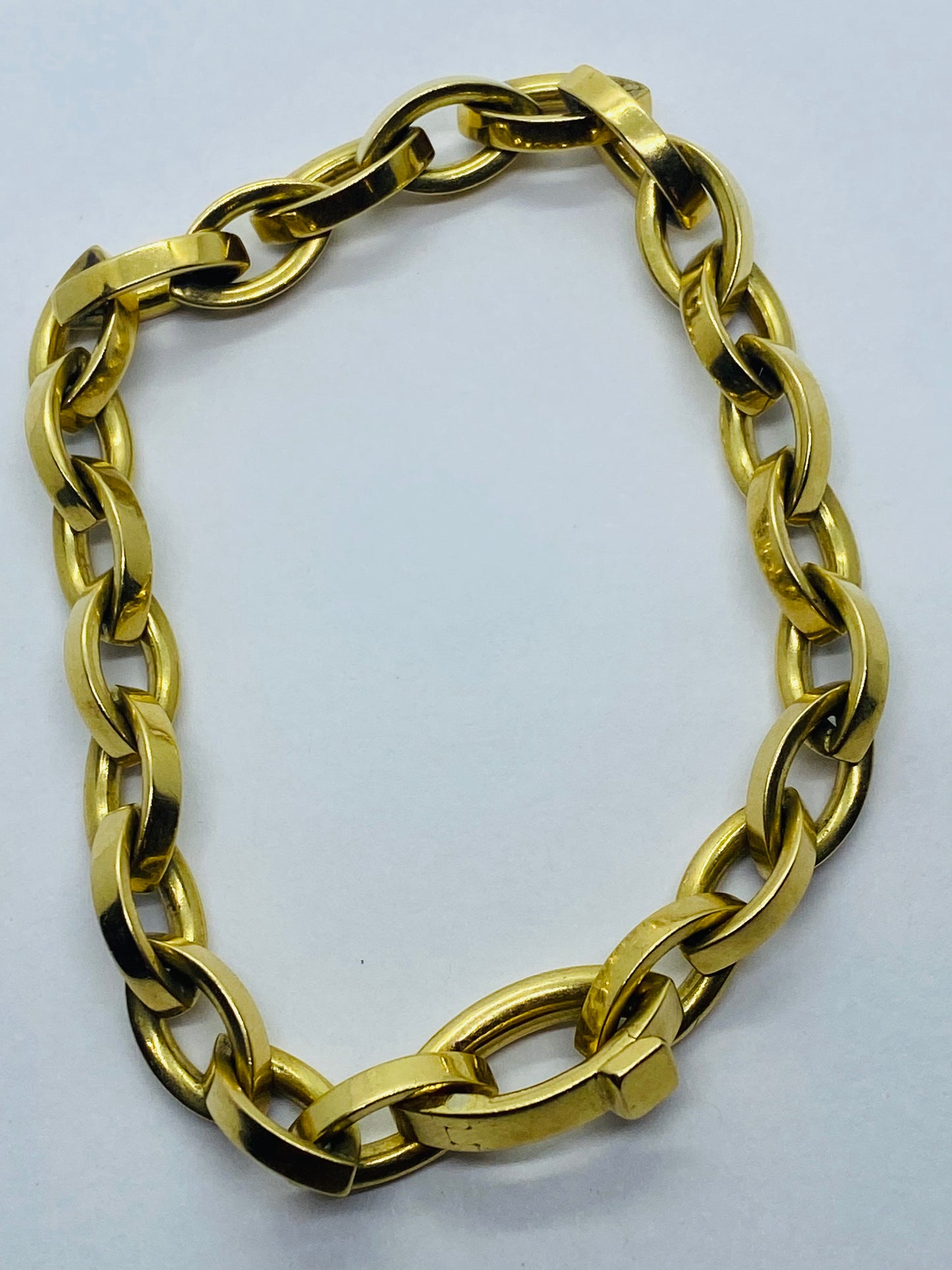 Tiffany & Co Solid 18k Yellow Gold Marquis Oval 7MM Link Bracelet 7.5” Pouch Box