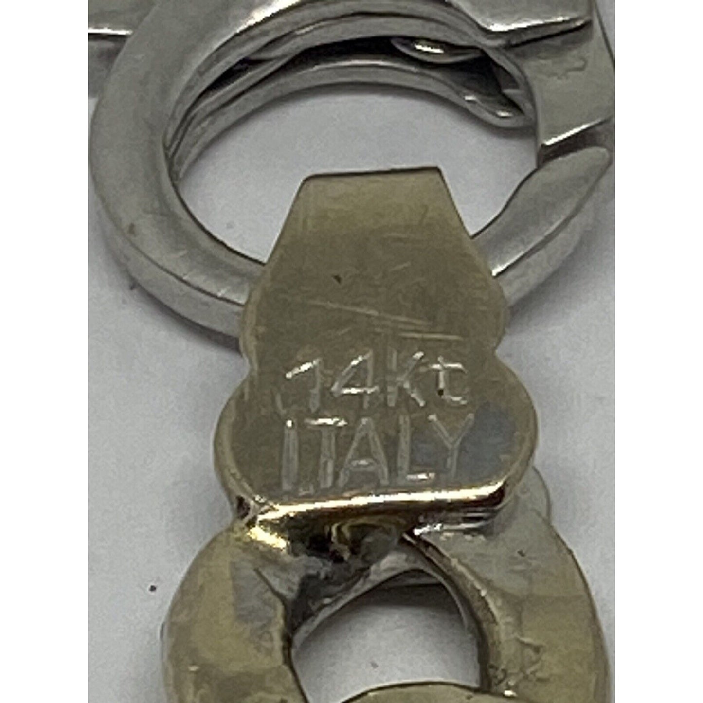 14k Men White Gold Brushed Link 7 3/4 Inch Bracelet  Dad Mens, Solid Links Italy