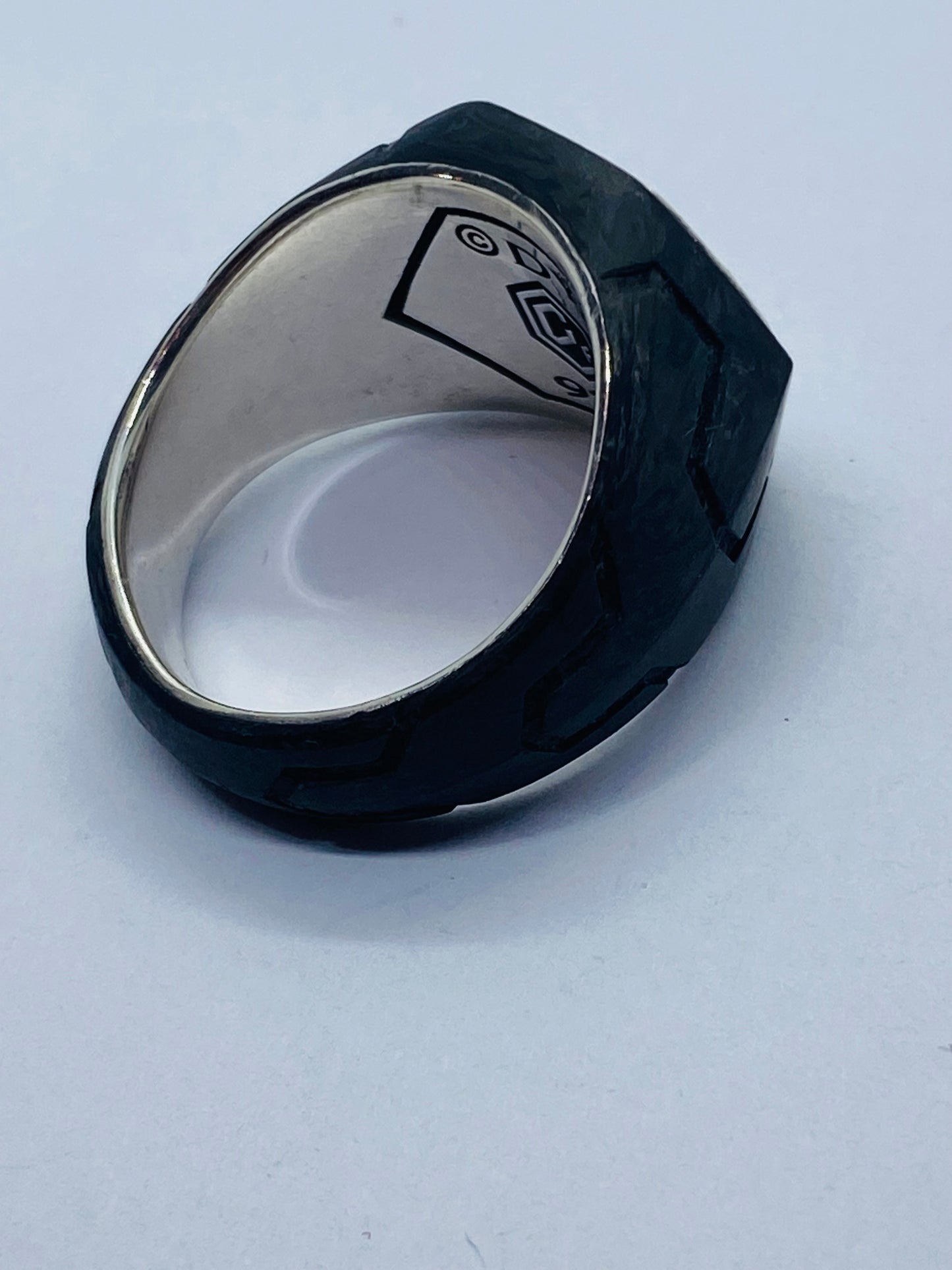 David Yurman Gray Sapphire Forged Carbon Signet Ring Size 11