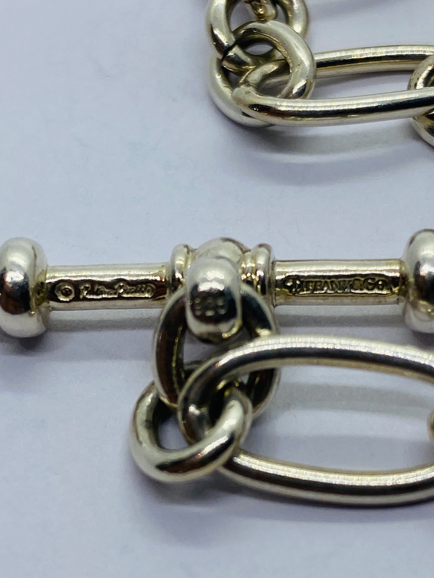 Tiffany & Co. Picasso 925 Silver 7.75” Groove Link Toggle Bracelet Pouch