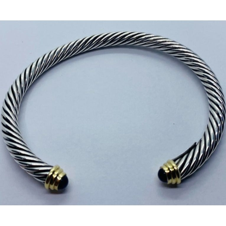 Sterling Si.ver 925 14K 585 Cable Amethyst Bracelet