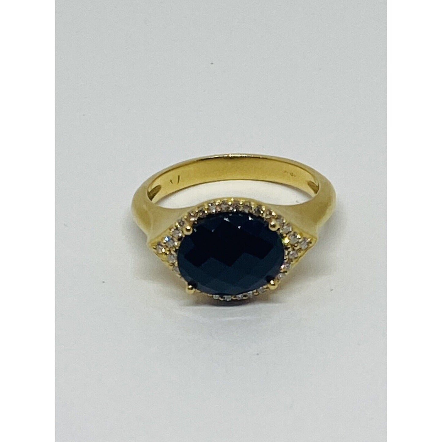 18K Gold .36 TCW VS diamond 10x8mm onyx cocktail ring size 6.5