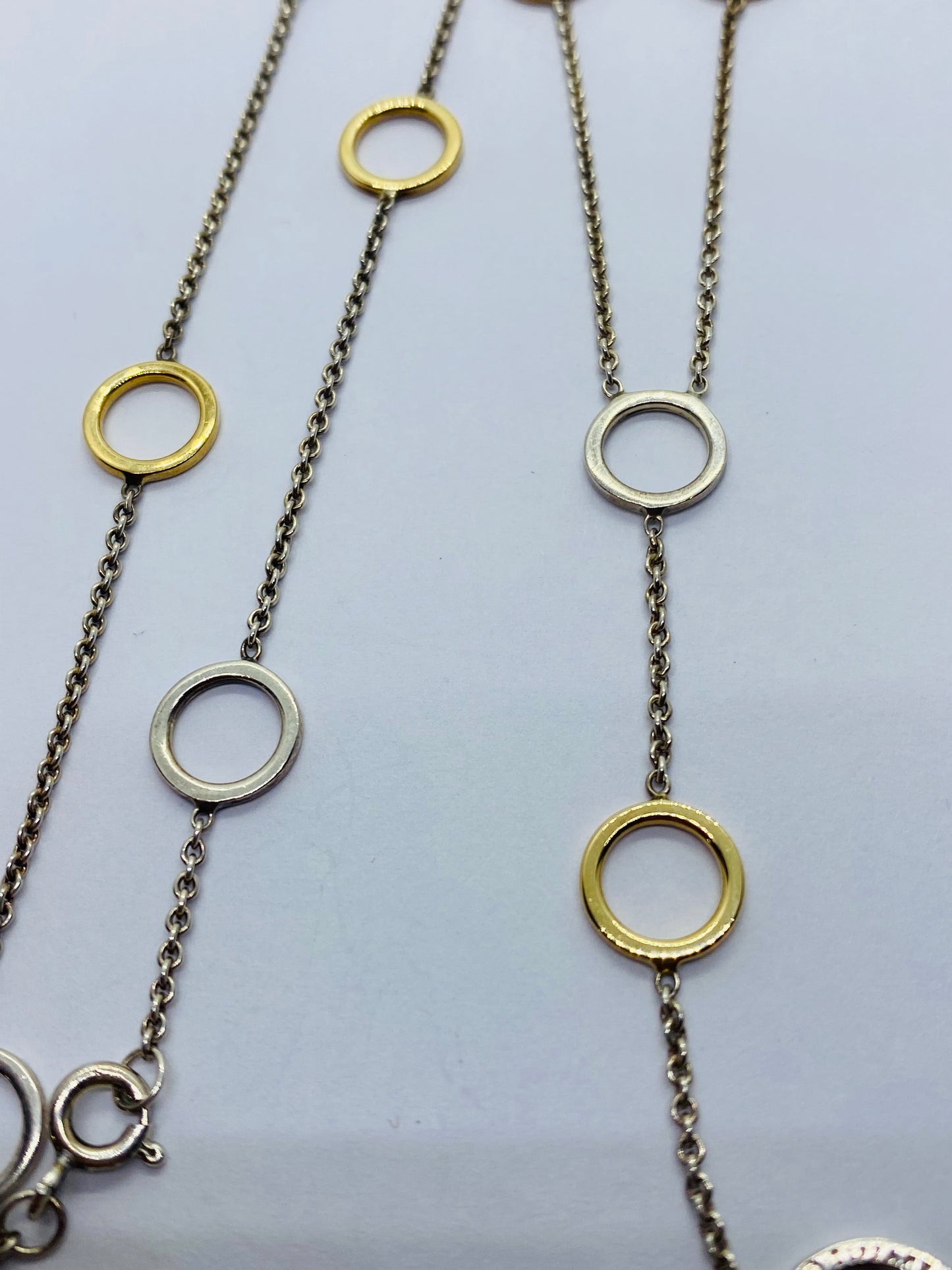 Tiffany Co Lariat 18K 925 Circle Necklace 15.75"